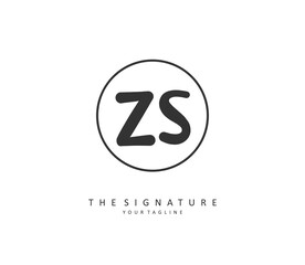Z S ZS Initial letter handwriting and signature logo. A concept handwriting initial logo with template element.