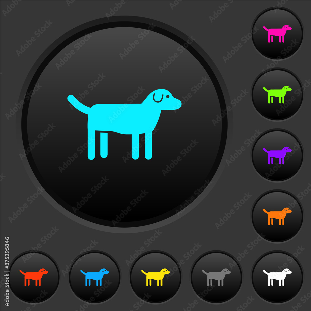 Poster dog dark push buttons with color icons
