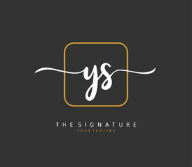 Y S YS Initial letter handwriting and signature logo. A concept handwriting initial logo with template element.