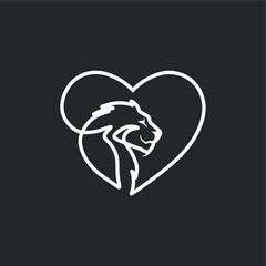 illustration vector graphic of love lion logo
