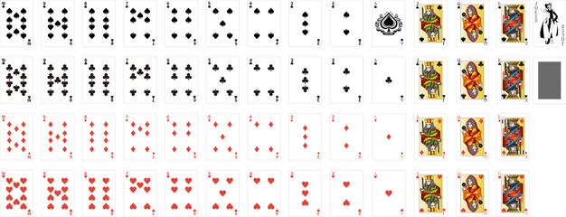 トランプの全カードのベクター素材イラストセット