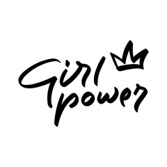 Vector handwriting inscription girl power. Handdrawn ink brush lettering motivating phrase. Modern calligraphy. Feminist sign