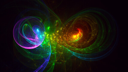 3D rendering abstract multicolor fractal light background