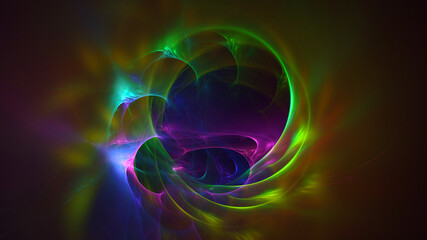 3D rendering abstract multicolor fractal light background