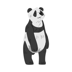 Cute Standing Panda Bear, Funny Wild Animal Cartoon Style Vector Illustration on White Background
