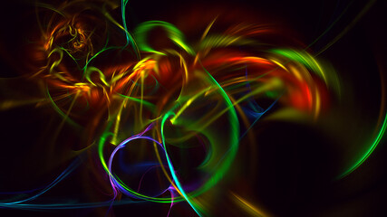 3D rendering abstract multicolor fractal light background