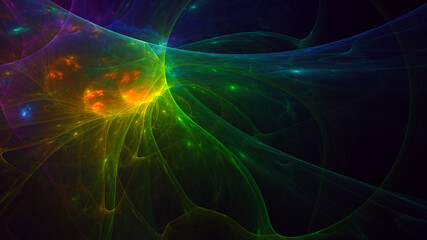 3D rendering abstract multicolor fractal light background
