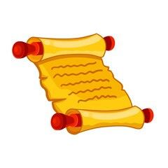 Parchment scroll. Old grunge parchment scroll icon isolated on white background. Vintage ancient paper page roll vector illustration