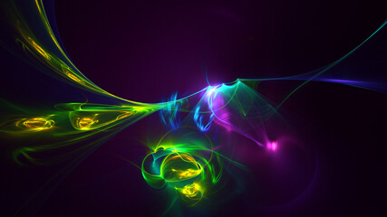 3D rendering abstract multicolor fractal light background