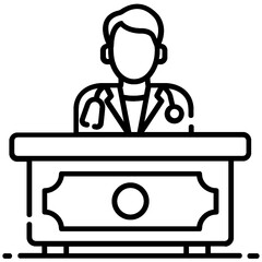
Doctor desk icon, vector of medical help rack concept 
