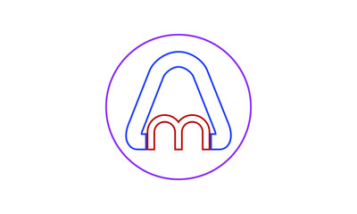 AM letter in circle for monogram logo