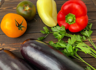 vegetables on a wooden table