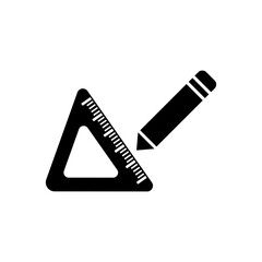 pencil and ruler triangle education icon