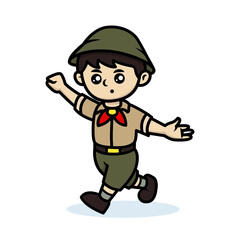 Cute boy scout kids mascot logo design illustration