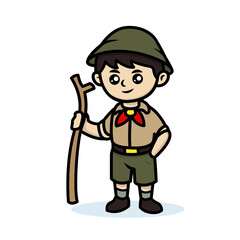 Cute boy scout kids mascot logo design illustration