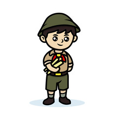 Cute boy scout kids mascot logo design illustration