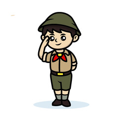 Cute boy scout kids mascot logo design illustration