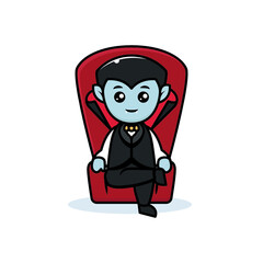 Cute Dracula kids Halloween costume mascot logo design illustration