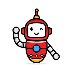 Naklejka premium Cute characters friendly robot waving hand