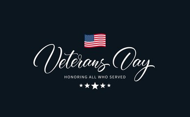 Veterans Day text with lettering 