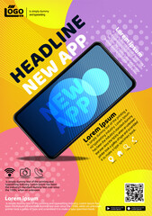  tecno app flyer poster background illustration vector 01