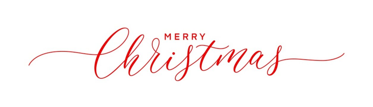 Merry Christmas text. Hand lettering typography design. Xmas calligraphic inscription. Christmas hand drawn lettering.