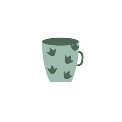 Cozy cup or mug for hot drinks cartoon icon, flat vector illustration isolated.
