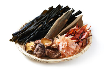 だしの基本食材（鰹節・昆布・椎茸）