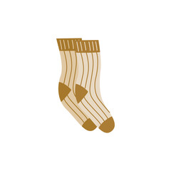 Warm knitted winter socks cartoon icon, flat vector illustration isolated.