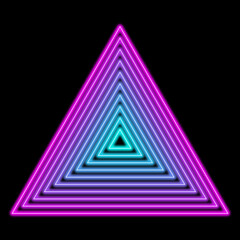 triangle neon geometric shape concept background retro 80s style illustration