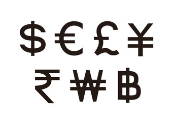 通貨 貨幣 お金 記号 アイコン マーク セット　ベクター イラスト