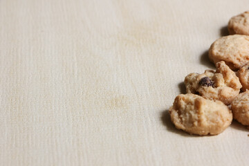 Mini Chocolate chip cookies , On wood Background