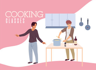 young men in cooking classes