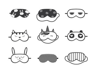 Eye sleeping mask vector icons set.