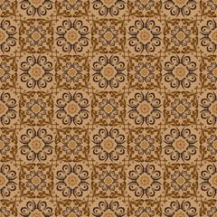 Beautiful flower pattern for Javanese traditional clothes with batik texture and simple brown color design.