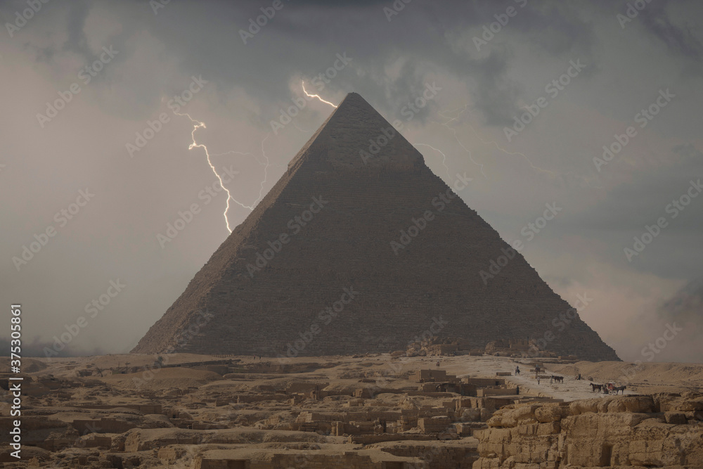 Wall mural  pyramids of Giza, in Egypt.