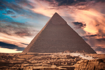  pyramids of Giza, in Egypt. - obrazy, fototapety, plakaty
