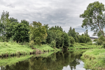 Fototapeta na wymiar Small quiet river in the Moscow region