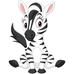 Fototapeta na wymiar Cute baby zebra cartoon sitting