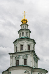 Fototapeta na wymiar Multi-tiered bell tower in the monastery
