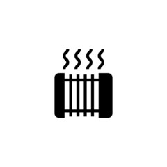 Heater Icon in black flat glyph, filled style isolated on white background
