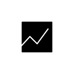 Line chart Icon in black flat glyph, filled style isolated on white background