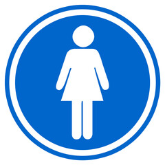Woman icon on a blue background.