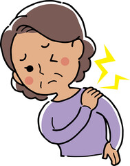 肩の痛みに苦しむ女性