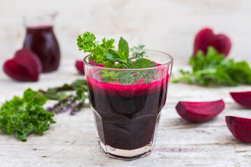 Fresh and healthy red beetroot juice. Healthy food and detox.