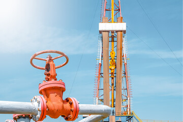 Oil and Gas Drilling Rig. Oil drilling rig operation on the oil platform in oil and gas industry....