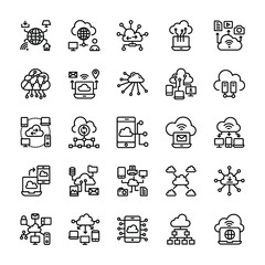 Fototapeta premium Cloud Services Line Icons 