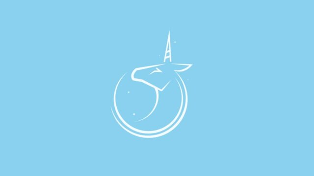 Animated Logo Unicorn, Vector illustration, blue and white, icon, symbol