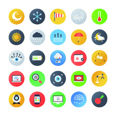 Set Of Weather And Chemistry Flat Icons 