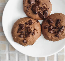 homemade shortbread chocolate chip cookies on a plate